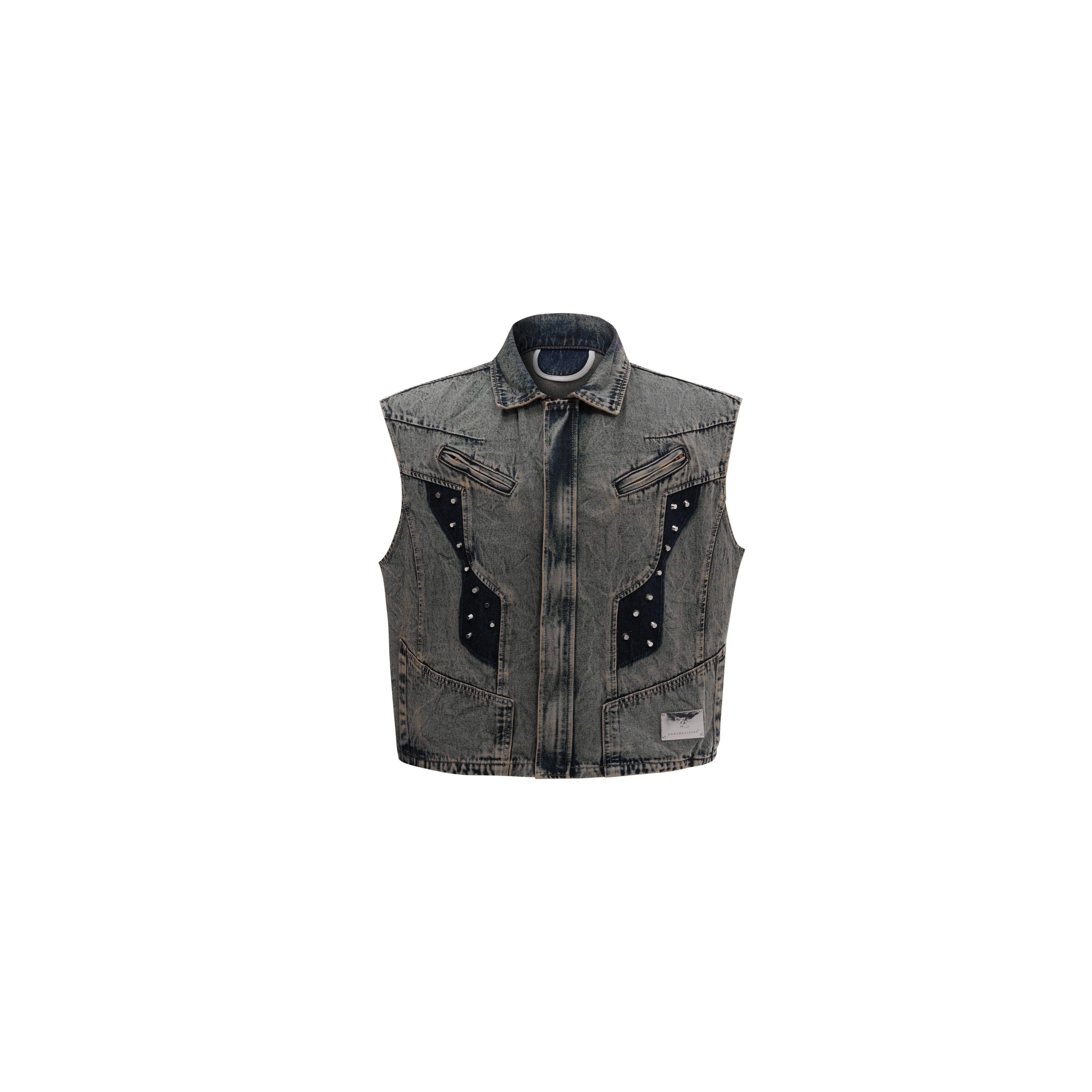 Distressed-Denim-Vest---Deconstructed-Metal-Studs-Streetwear-Black