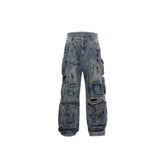 Distressed-Straight-Leg-Jeans-with-Hand-Painted-Details--Multi-Pockets-Blue