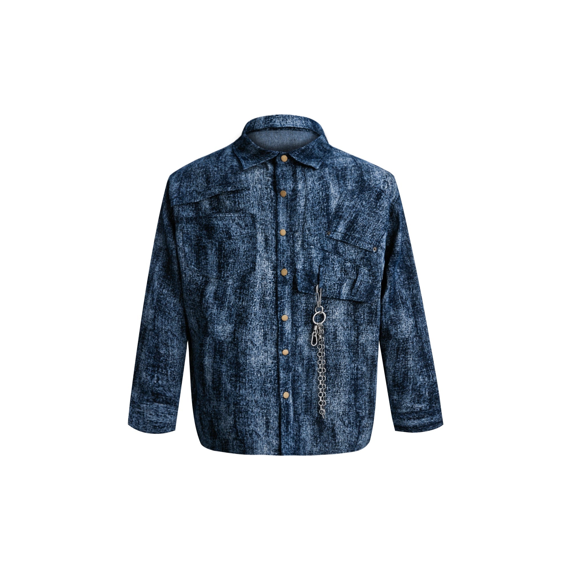 Distressed-Washed-Dye-Polo-Tee---Vintage-Modern-Streetwear-Blue-(Long Sleeve)