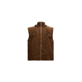 Distressed-Wasteland-Vest---Sleeveless-Cargo-Streetwear-Top-Brown-Top-（(Removable Hat)）