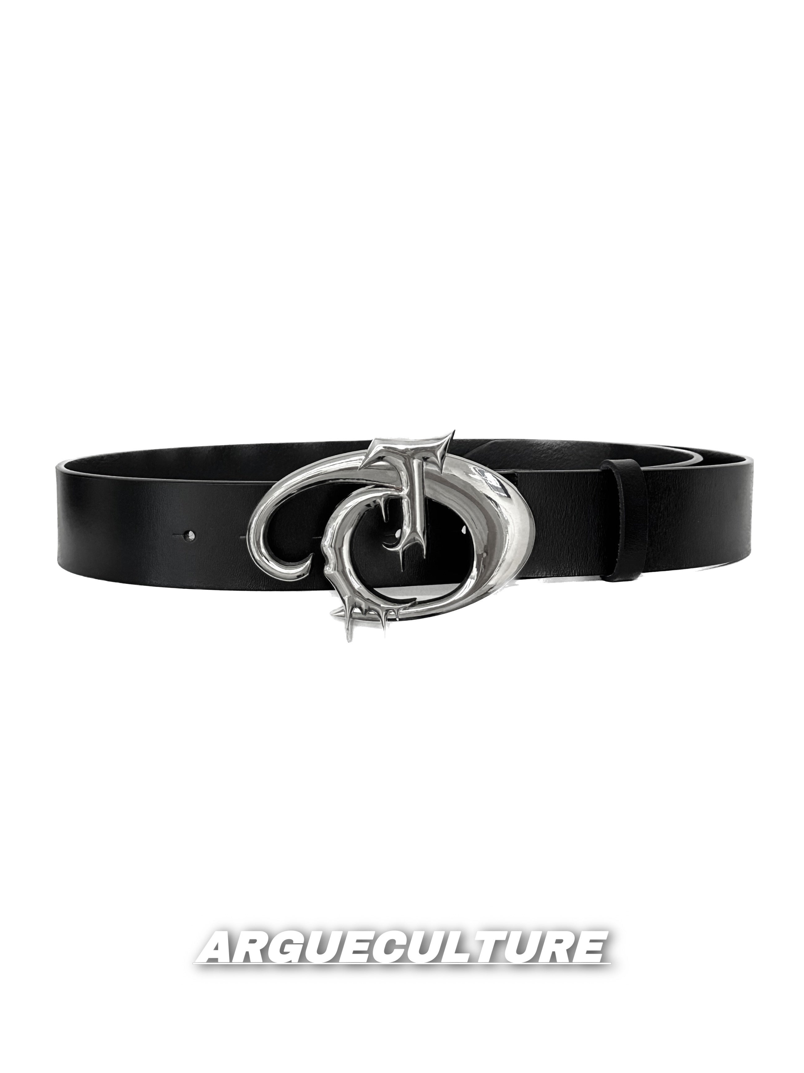 Edgy-Metal-Logo-Belt---Unisex-Distressed-Fashion-Waistband-Black