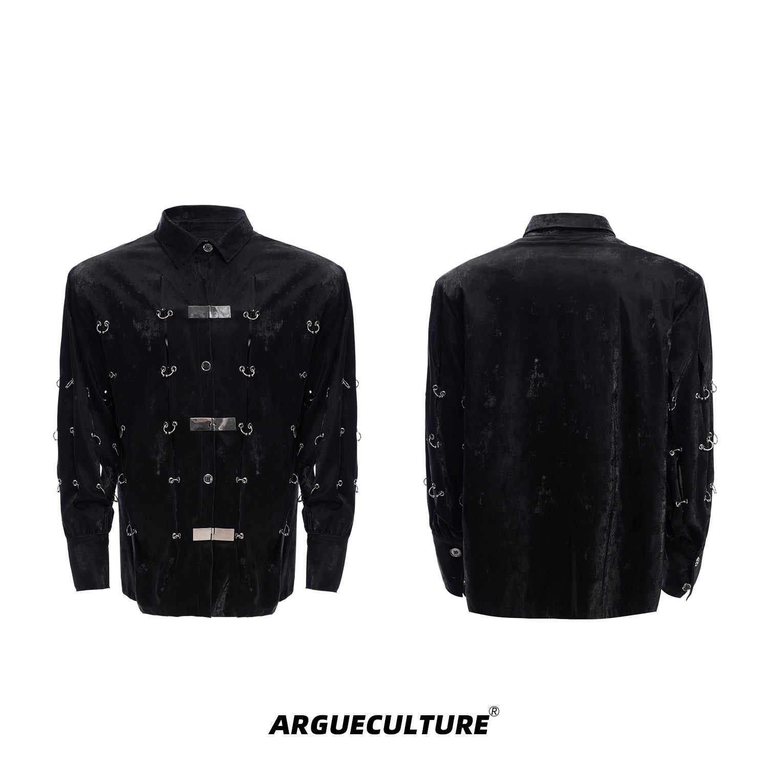Edgy-PU-Leather-Jacket---Metal-Buckle-Cutout-Design-Streetwear-Black-shirt