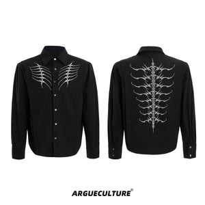 Embroidered-Studded-Spine-Shirt---Streetwear-Long-Sleeve-Top-Black-shirt