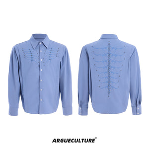 Embroidered-Studded-Spine-Shirt---Streetwear-Long-Sleeve-Top-Blue-shirt