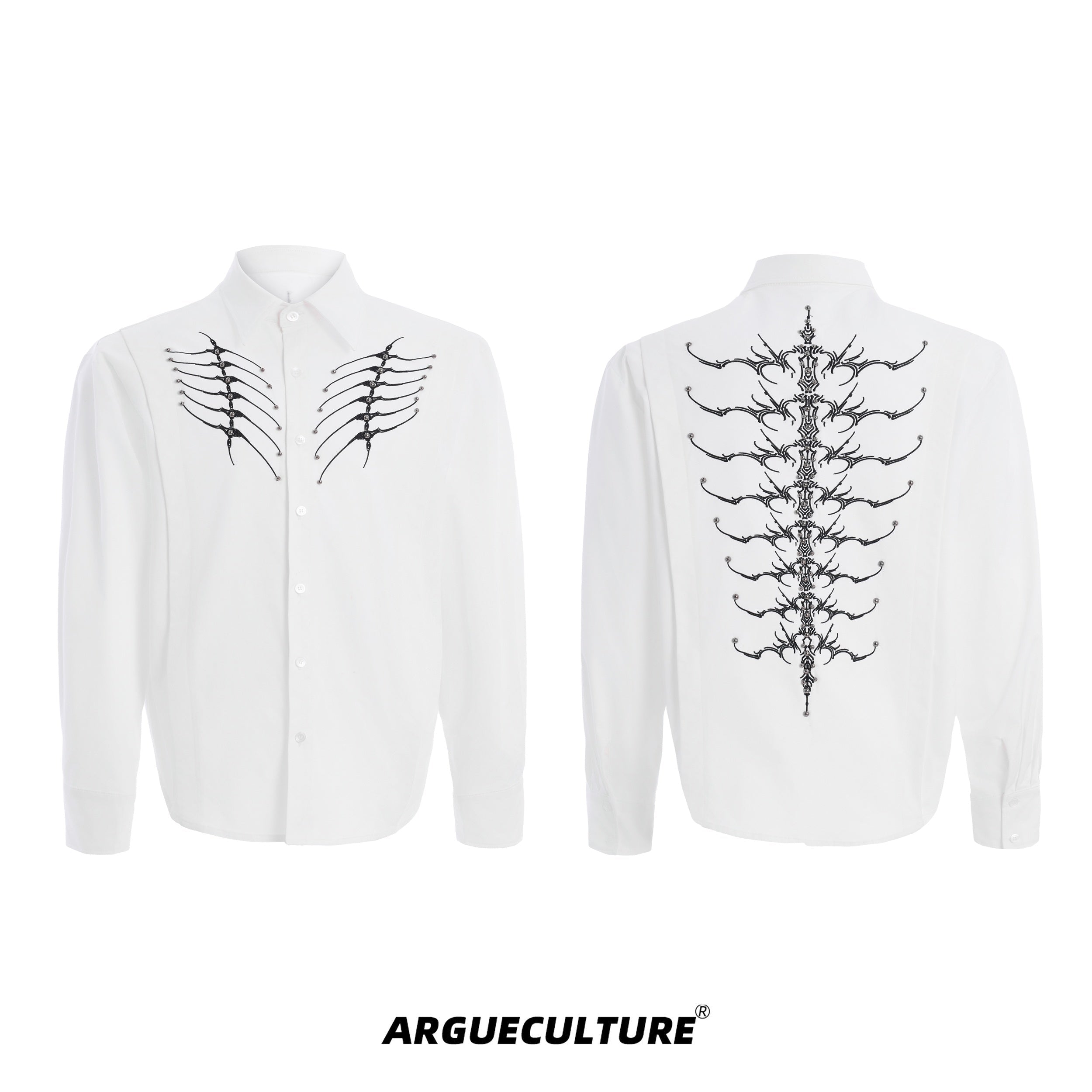 Embroidered-Studded-Spine-Shirt---Streetwear-Long-Sleeve-Top-White-shirt