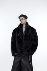Faux-Fur-Cropped-Puffer-Jacket---Metallic-Streetwear-Coat-Black