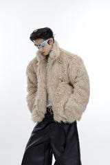 Faux-Fur-Cropped-Puffer-Jacket---Metallic-Streetwear-Coat-Yellow