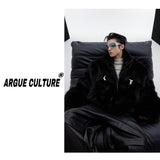 Faux-Fur-Stand-Collar-Short-Coat---Plush-Streetwear-Jacket-Black