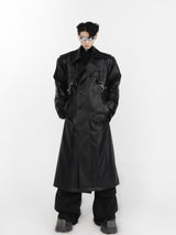 Faux-Leather-Shoulder-Pad-Trench-Coat-with-Metal-Zippers-Black