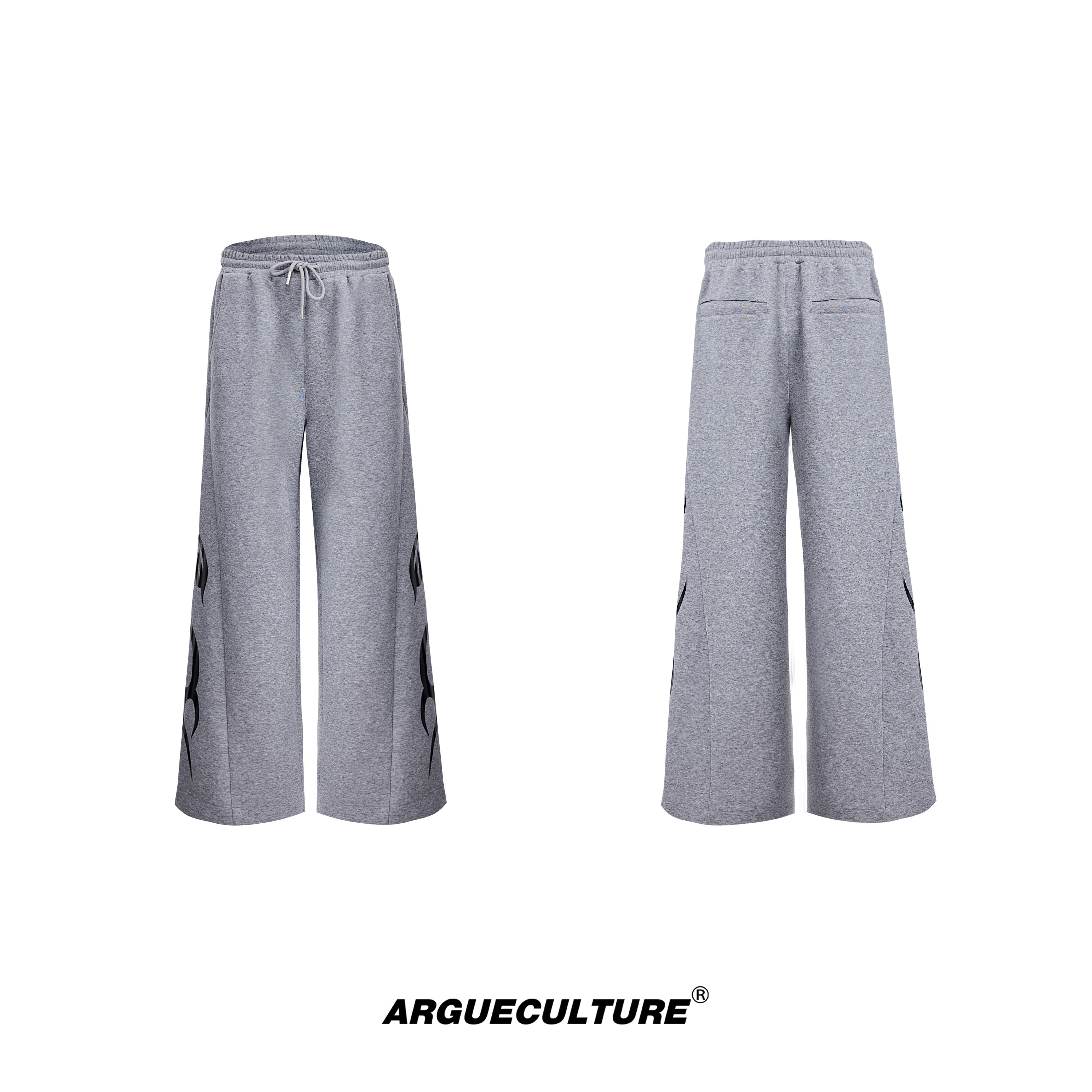 Flame-Print-Hoodie---Oversized-Streetwear-Set---Heavyweight-Gray-Pants