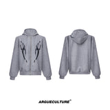 Flame-Print-Hoodie---Oversized-Streetwear-Set---Heavyweight-Gray-Top
