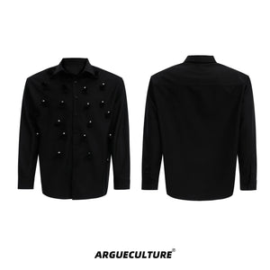 Floral-Print-Pearl-Trimmed-Oversized-Shirt-with-Detachable-Tie-Black-Jacket-(Including Ties)