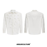 Floral-Print-Pearl-Trimmed-Oversized-Shirt-with-Detachable-Tie-White-Jacket-(Including Ties)