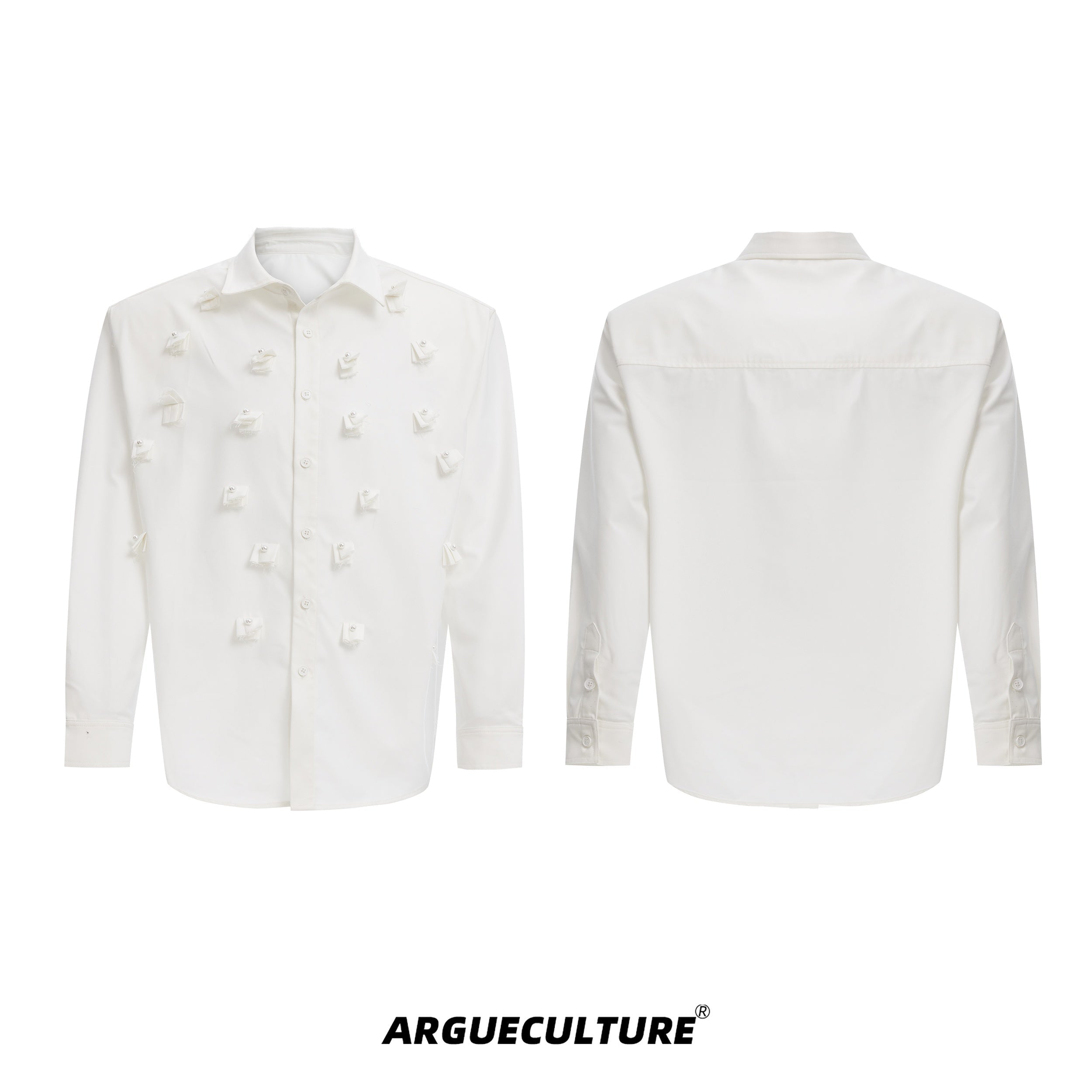 Floral-Print-Pearl-Trimmed-Oversized-Shirt-with-Detachable-Tie-White-Jacket-(Including Ties)