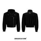 Glitter-Cropped-Jacket-with-Snake-Zip-Streetwear-Style-Black-Jacket
