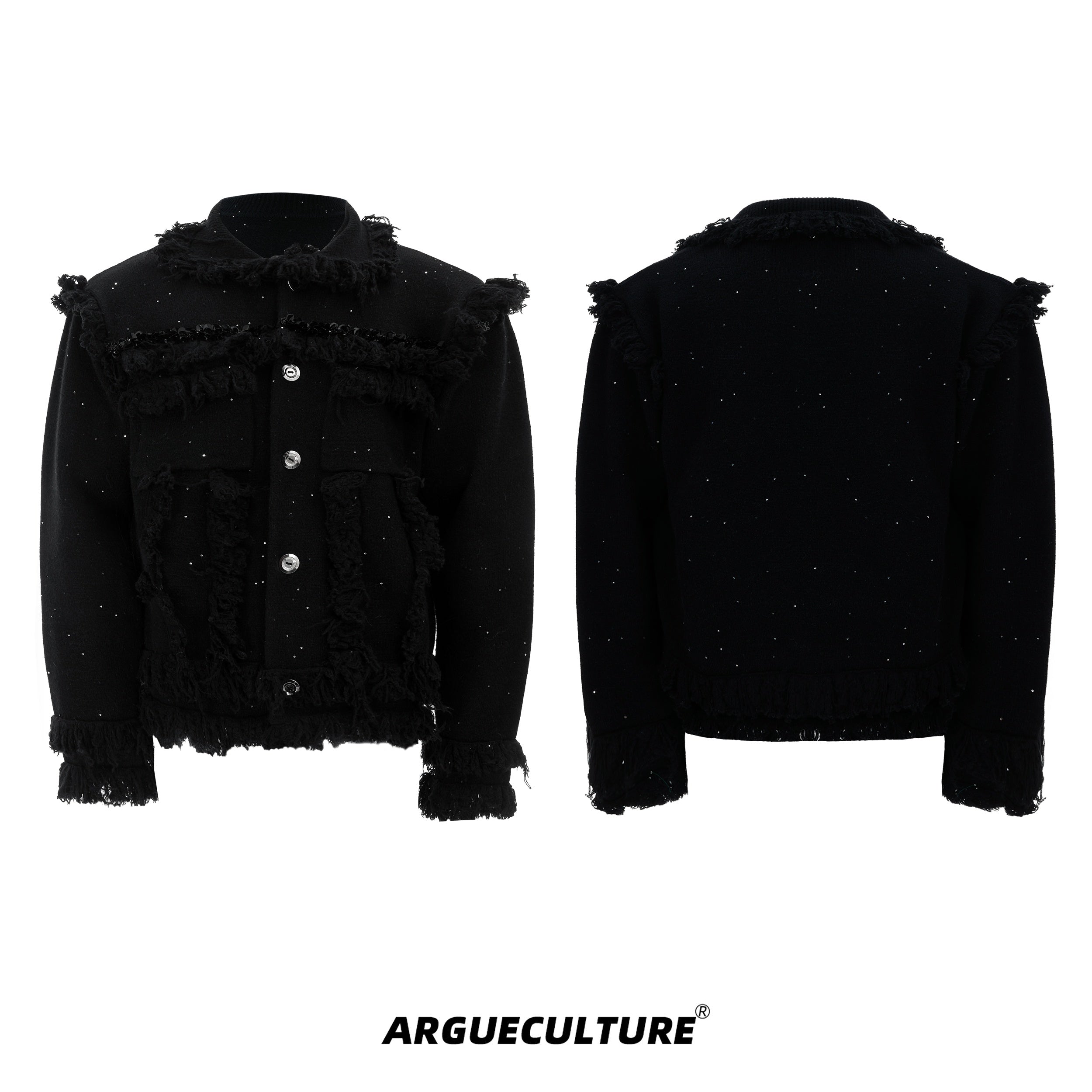 Glitter-Fringe-Oversized-Knit-Sweater---Streetwear-Shimmer-Top-Black-Jacket