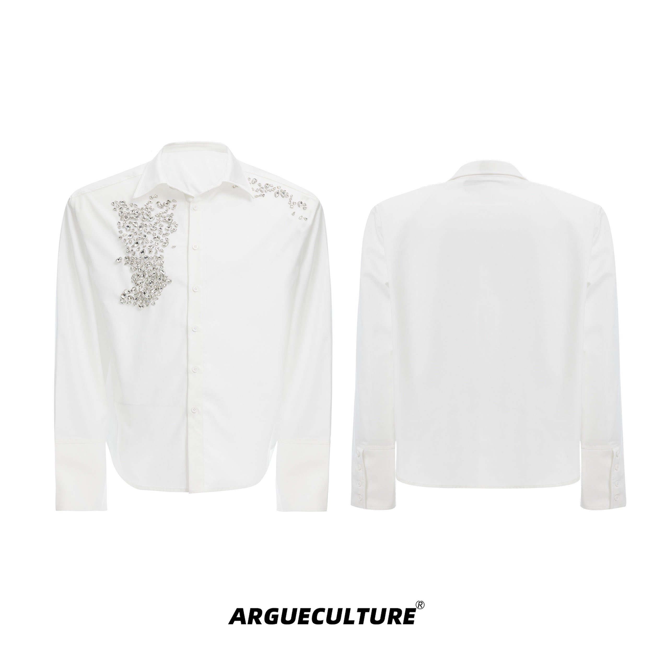 Glitter-Shoulder-Oversized-White-Shirt---Diamond-Trim-Luxury-Top-White-Jacket