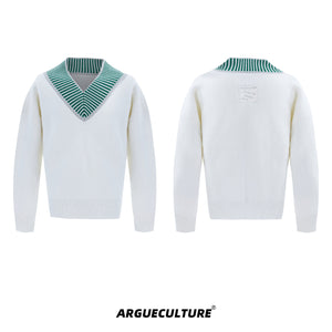 Glitter-V-Neck-Sweater---Colorblock-Knit-Christmas-Pullover-White-Jacket