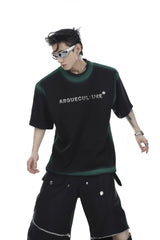 Graffiti-Graphic-Tee---Ombre-Metallic-Print-Drop-Shoulder-Design-Black