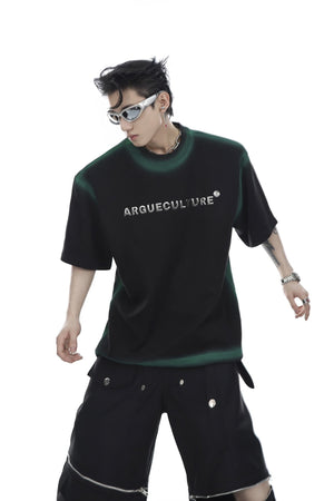 Graffiti-Graphic-Tee---Ombre-Metallic-Print-Drop-Shoulder-Design-Black