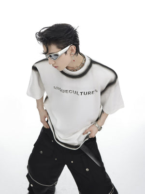 Graffiti-Graphic-Tee---Ombre-Metallic-Print-Drop-Shoulder-Design-White