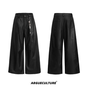 Heavyweight-Coated-Cargo-Pants---Wide-Leg-Streetwear-with-Metallic-Accents-Black-Bottoms