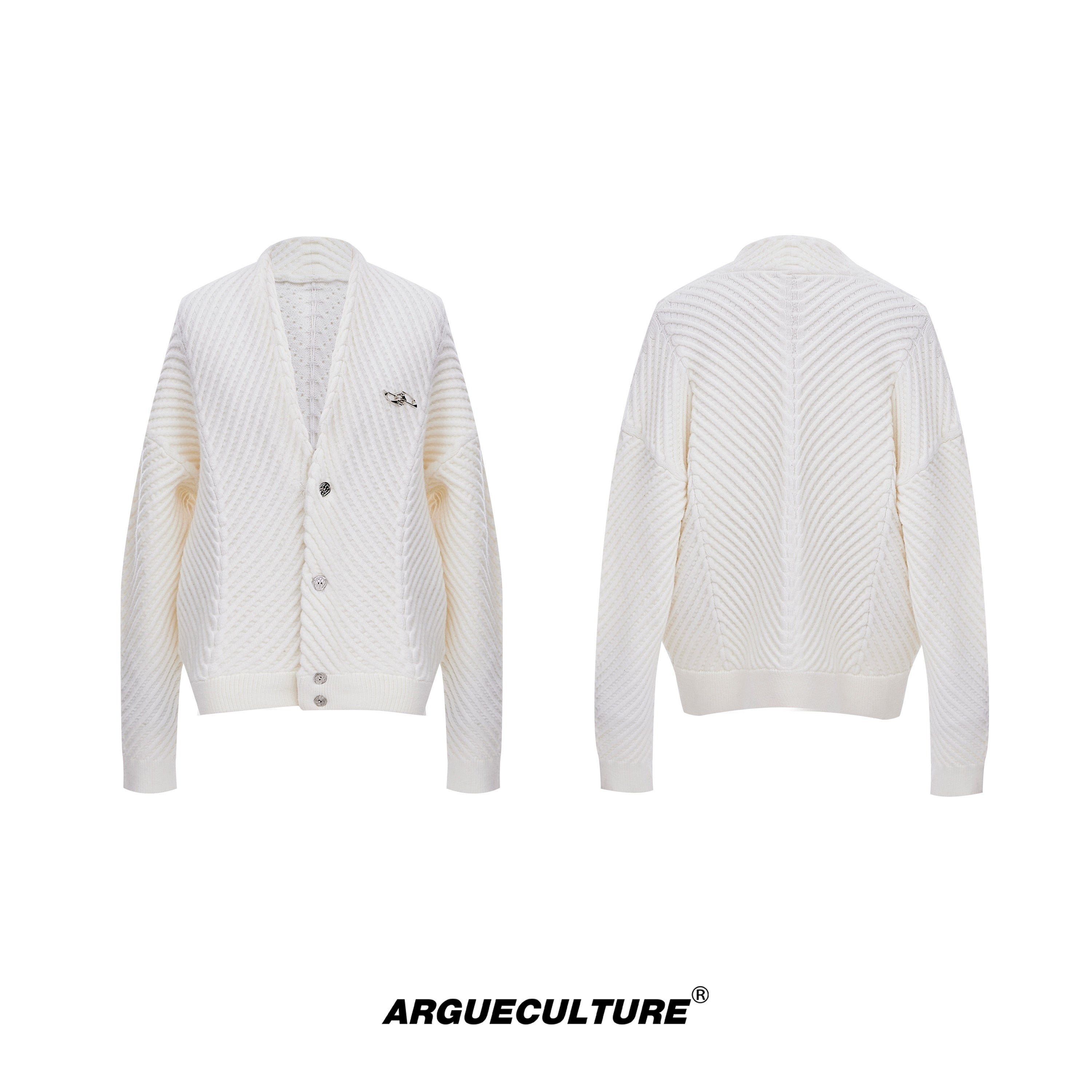 Heavyweight-Textured-V-Neck-Sweater---Loose-Fit-Streetwear-Cardigan-White