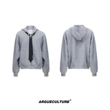 Hooded-Zip-Up-Sweatshirt-with-Detachable-Tie---Glitter-Detail-Oversized-Streetwear-Gray