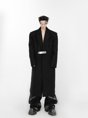 Lamb-Fur-Padded-Shoulder-Wool-Coat---Long-Oversized-Trench-with-Metal-Buttons-Black