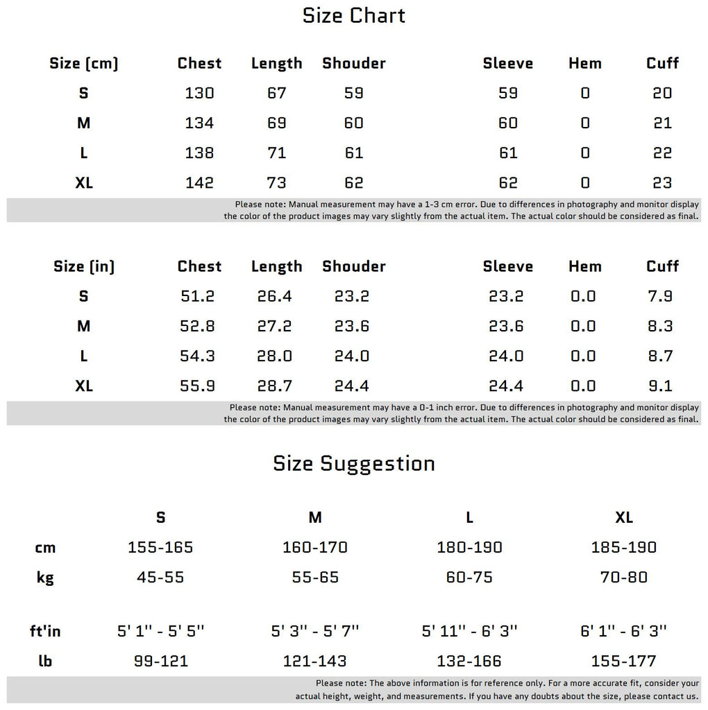 Size Chart for Black Hoodie with Gray Geometric Overlay and Detachable Shoulder Pads