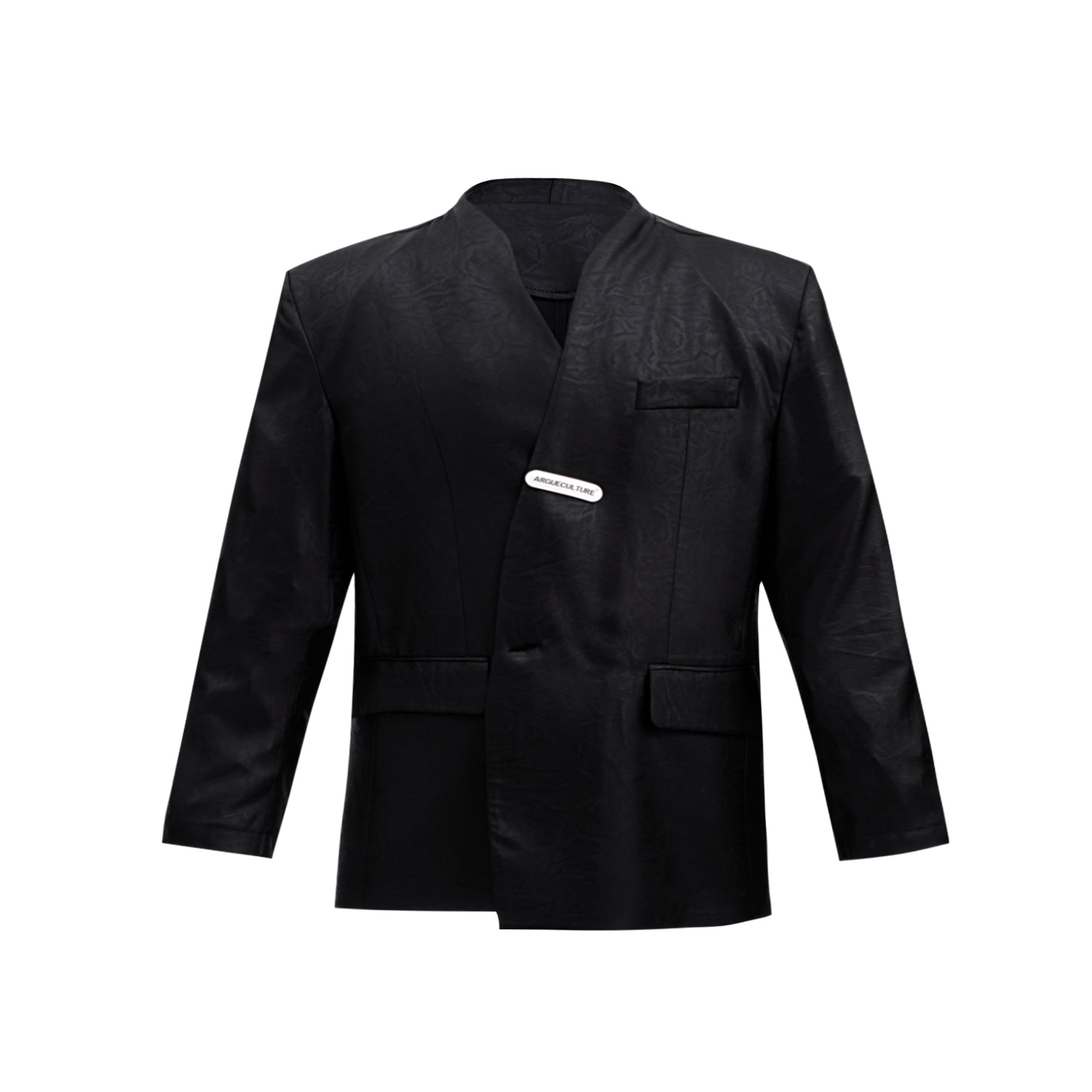 Liquid-Metal-Textured-Oversized-Blazer---Streetwear-Fashion-Black