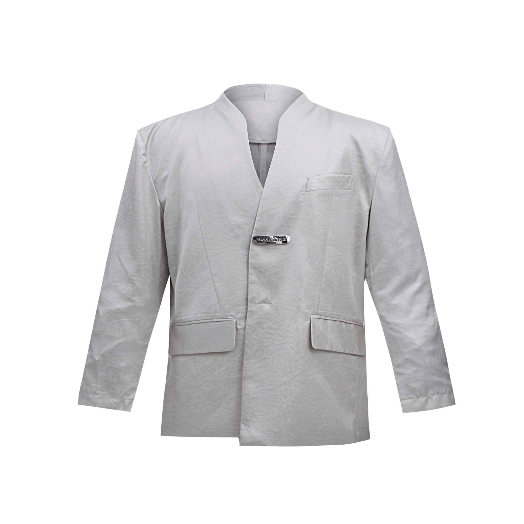 Liquid-Metal-Textured-Oversized-Blazer---Streetwear-Fashion-Silver