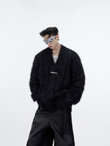 Mens-Chunky-V-Neck-Sweater---Oversized-Knit-Pullover---Streetwear-Style-Black