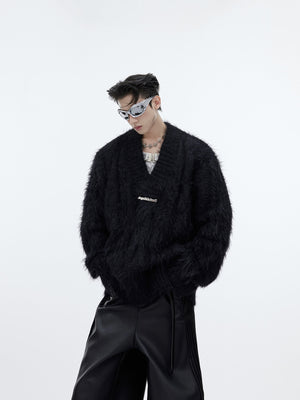 Mens-Chunky-V-Neck-Sweater---Oversized-Knit-Pullover---Streetwear-Style-Black