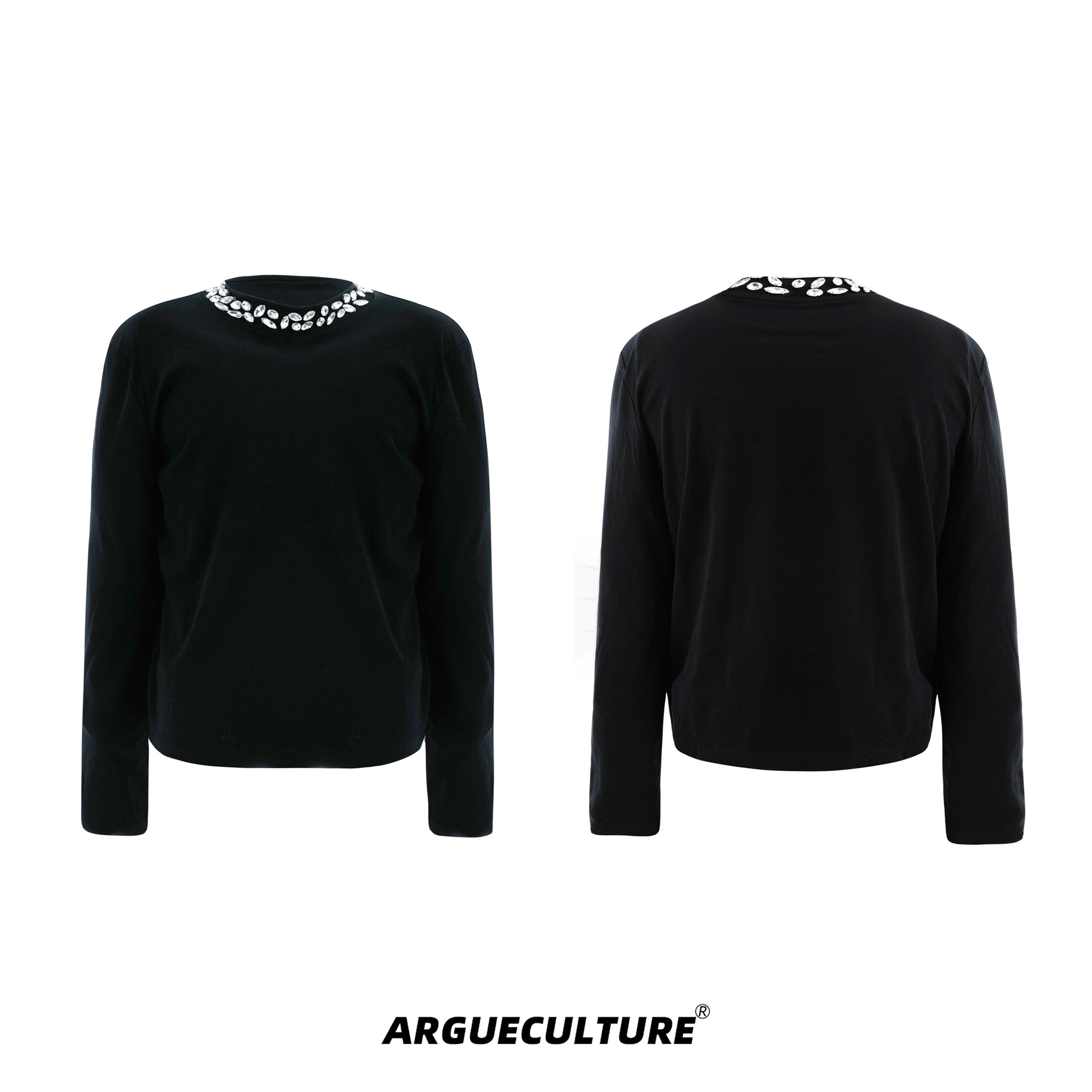 Mens-Rhinestone-Crew-Neck-Loose-Fit-Long-Sleeve-Tee-Black-Jacket