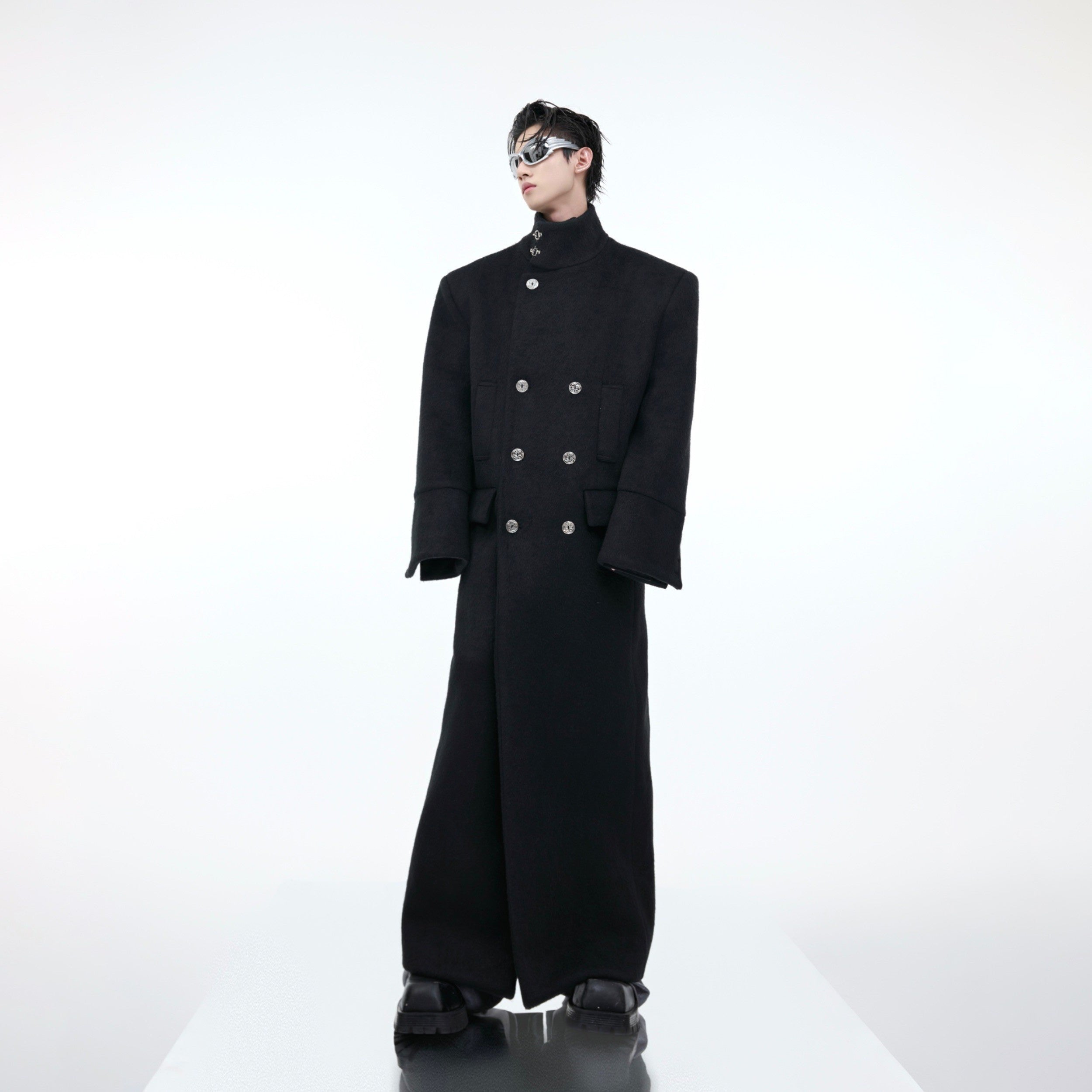 Metal-Buckle-Oversized-Wool-Trench-Coat---Long-Streetwear-Overcoat-Black