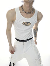 Metal-Cutout-Sleeveless-Tee---Punk-Summer-Tank-with-3D-Texture-White