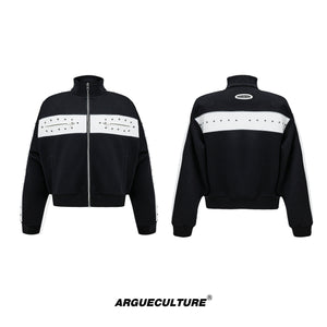Metal-Studded-Drop-Shoulder-Cropped-Hoodie-Set---Streetwear-Joggers-Black-Top