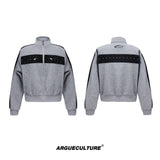 Metal-Studded-Drop-Shoulder-Cropped-Hoodie-Set---Streetwear-Joggers-Gray-Top