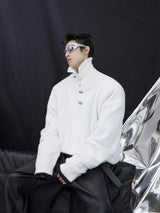 Metal-Trim-Plush-Knit-Sweater---Oversized-Fleece-Pullover-White