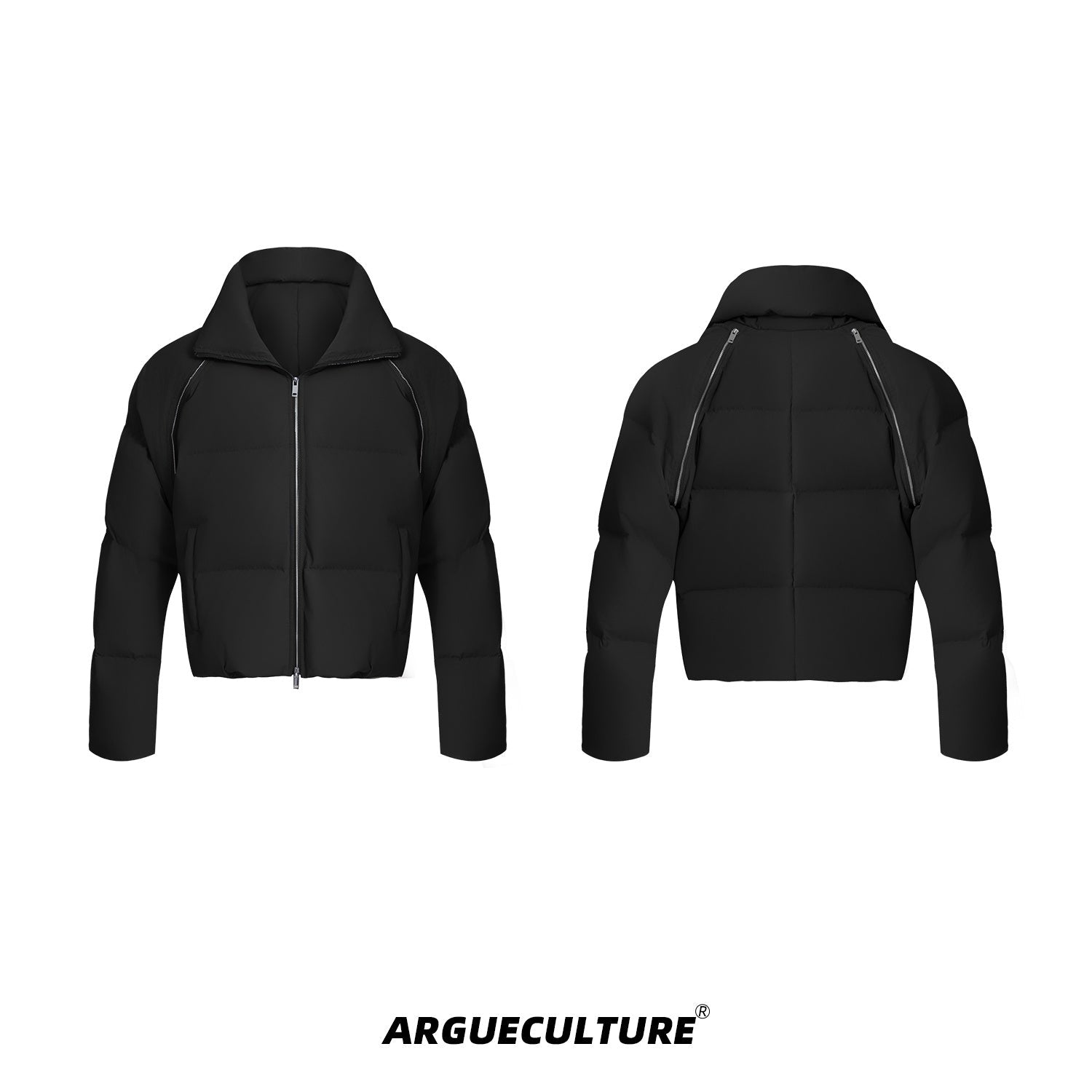 Metal-Zip-Puffer-Jacket---Short-Heavyweight-Streetwear-Coat-Black-Jacket