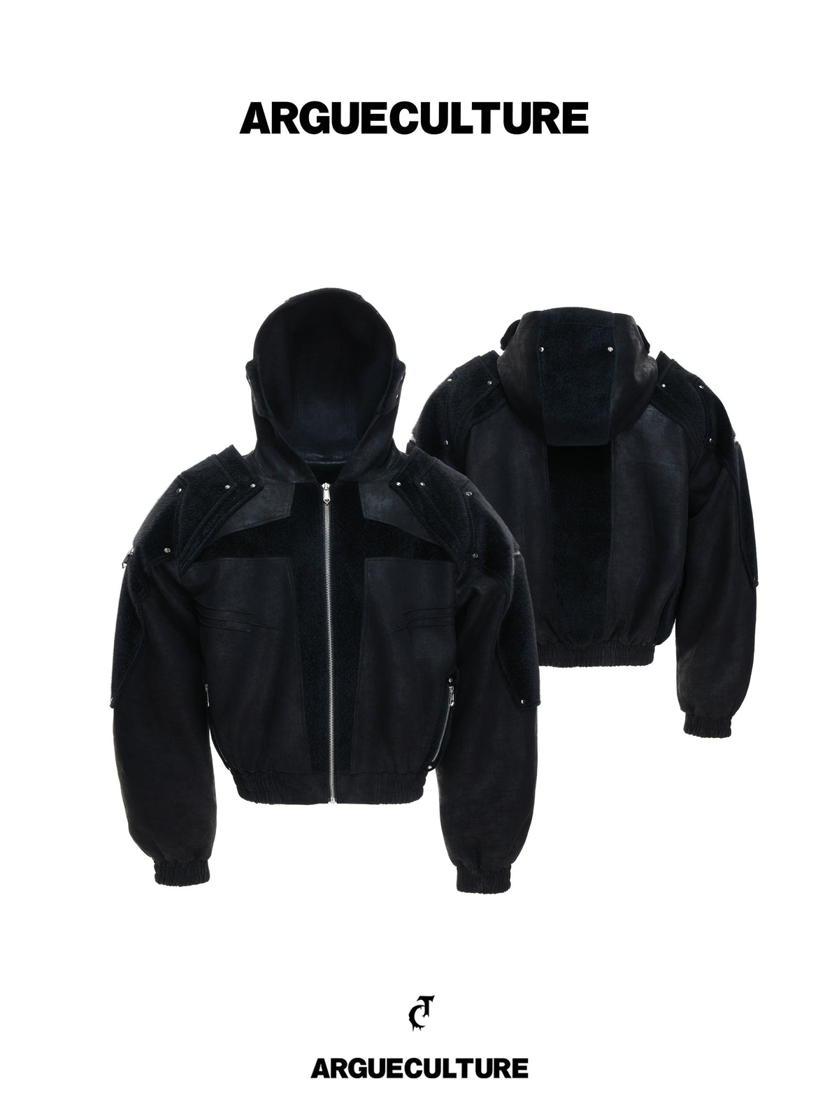 Hooded Deconstructed Faux Leather Jacket - product image 1