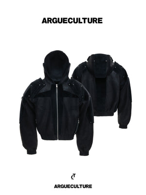 Hooded Deconstructed Faux Leather Jacket - product image 1