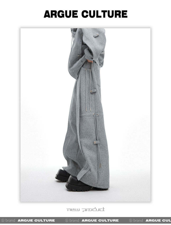 Relaxed Hoodie Set with Wide-Leg Pants and Drawstring Details - ArgueCulture