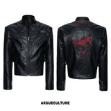 Black Red Skull Deconstructed PU Jacket - variant image 6
