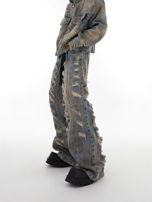 Distressed Denim Jacket & Flare Pants - product image 5