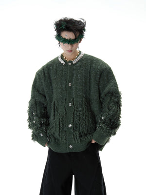 Rhinestone Distressed Knit Cardigan - product image 4