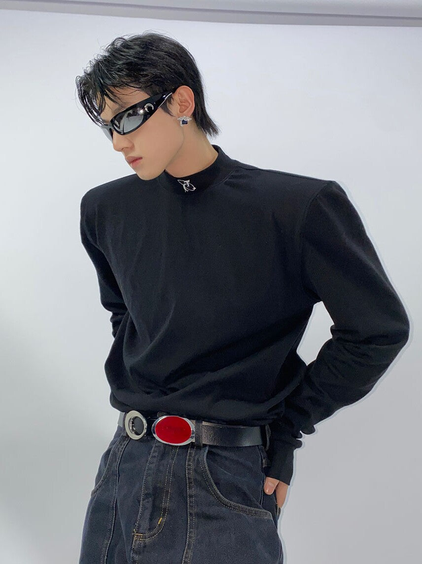 Embossed Graphic Turtleneck Top - product image 2