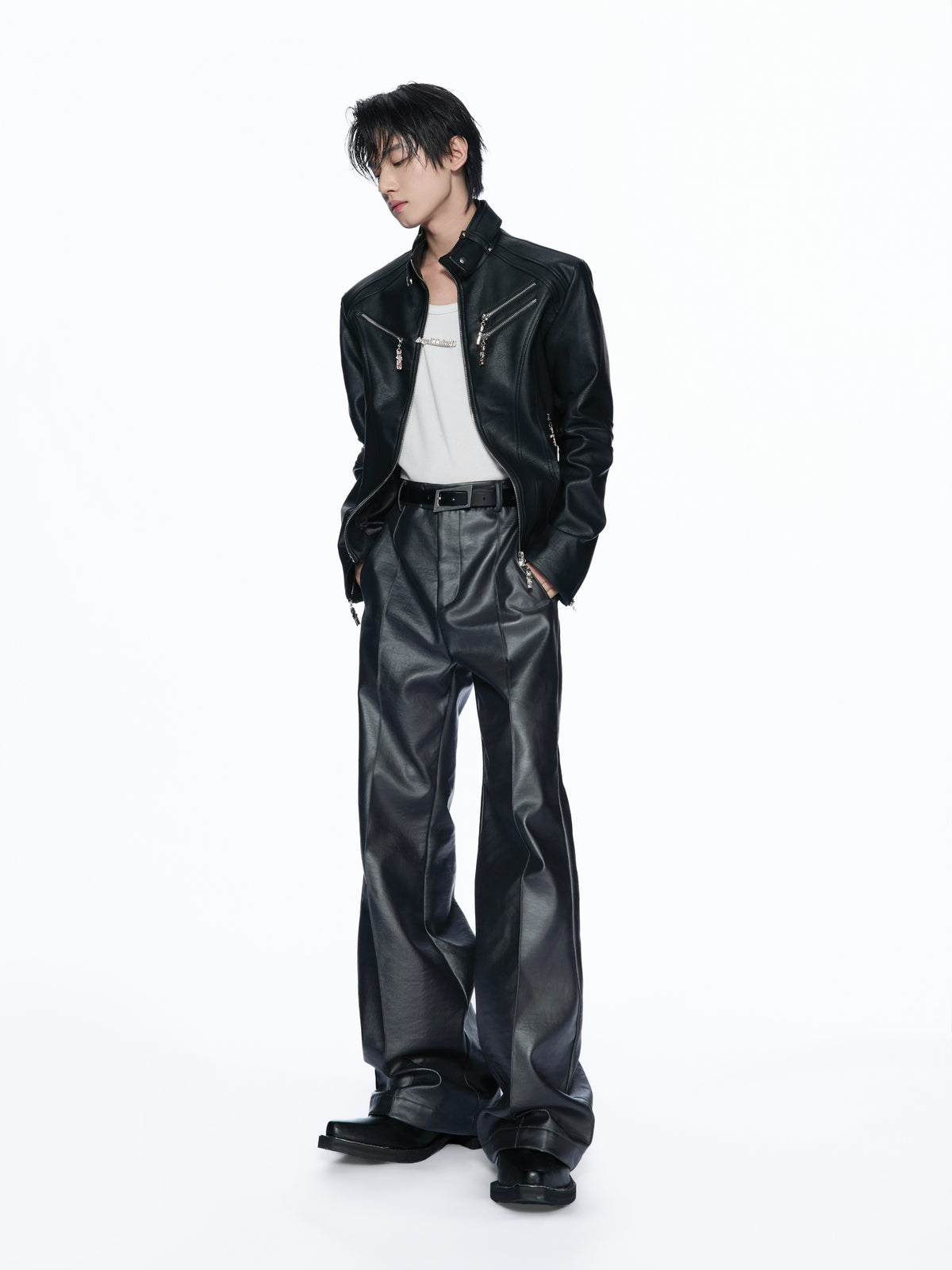 Silver High-Waist Micro-Flare Trousers - product image 3