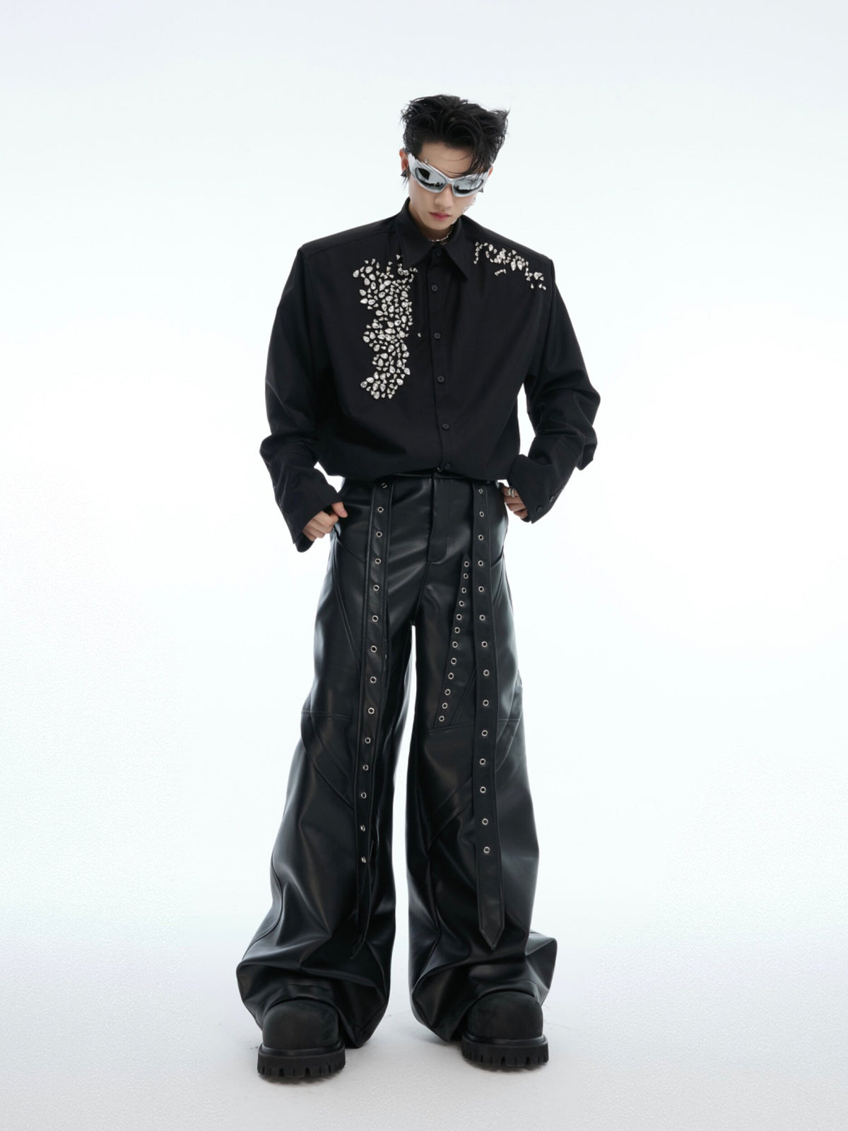 Crystal Shoulder-Pad Cotton Shirt - product image 4